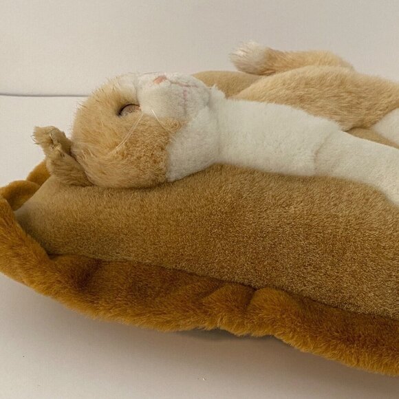 JAAG Plush 3D Cat Kitten Pillow Stuffed Animal Toy 12" Square Brown White - Picture 3 of 7